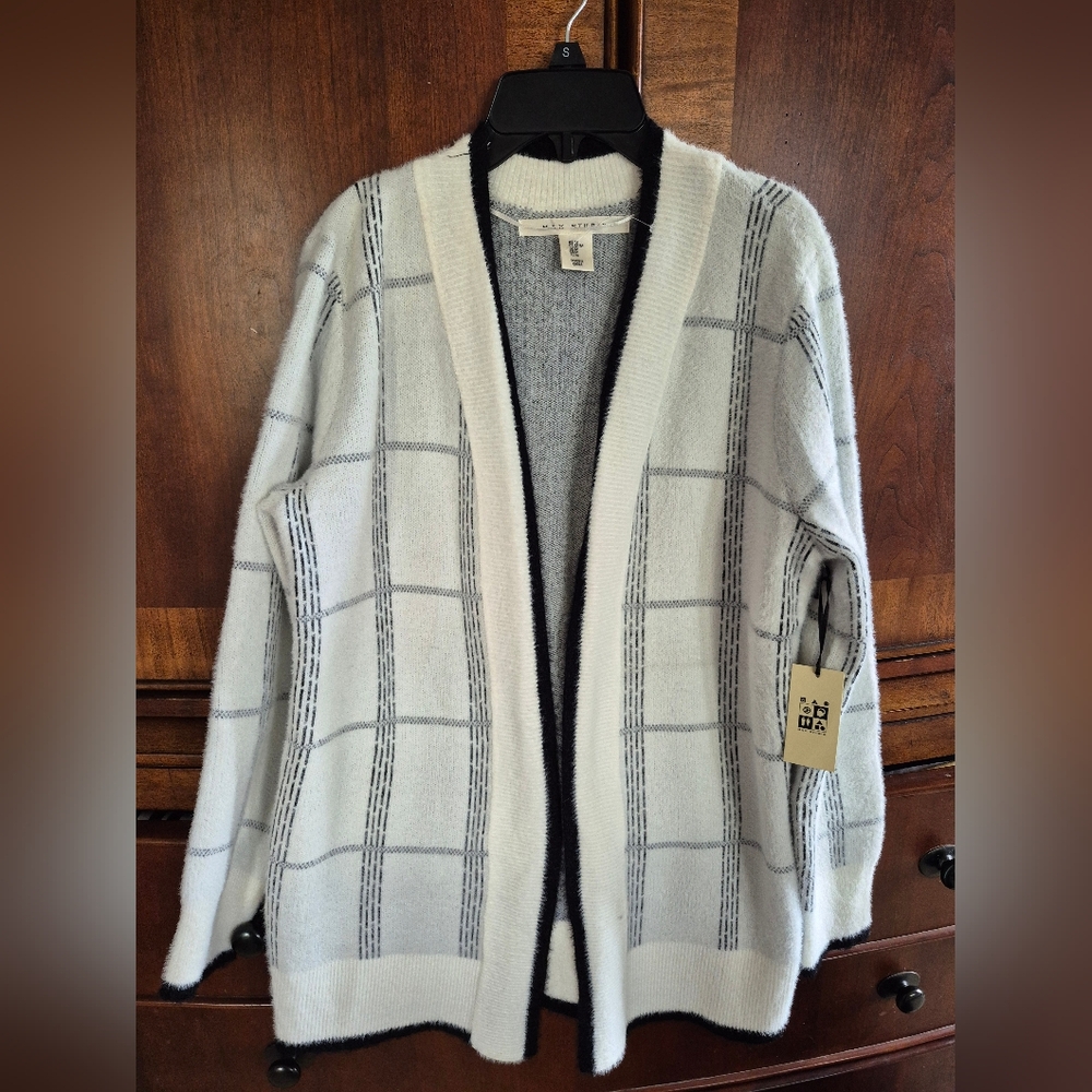 Max Studio Black and White Knit Cardigan